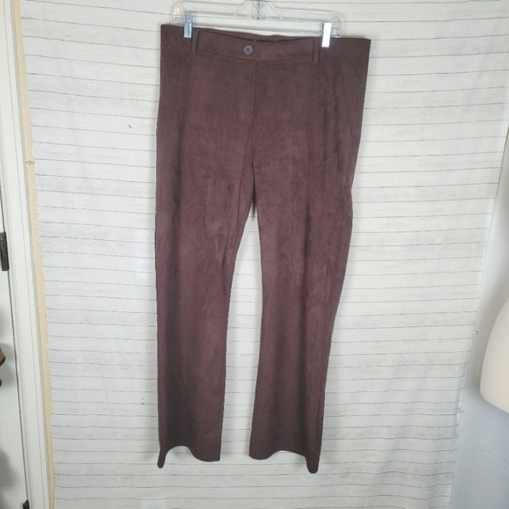 BETABRAND Faux Suede Boot Cut Dress  Yoga Pant in Brown, sz XL PETITE